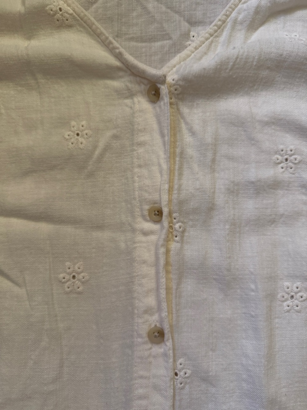 Sonoma Cream Button-Front Eyelet Tank Top - Picture 2 of 3